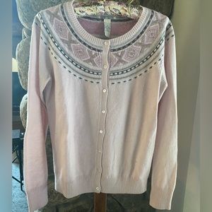 Lucky Brand Pink Fair Isle Cardigan